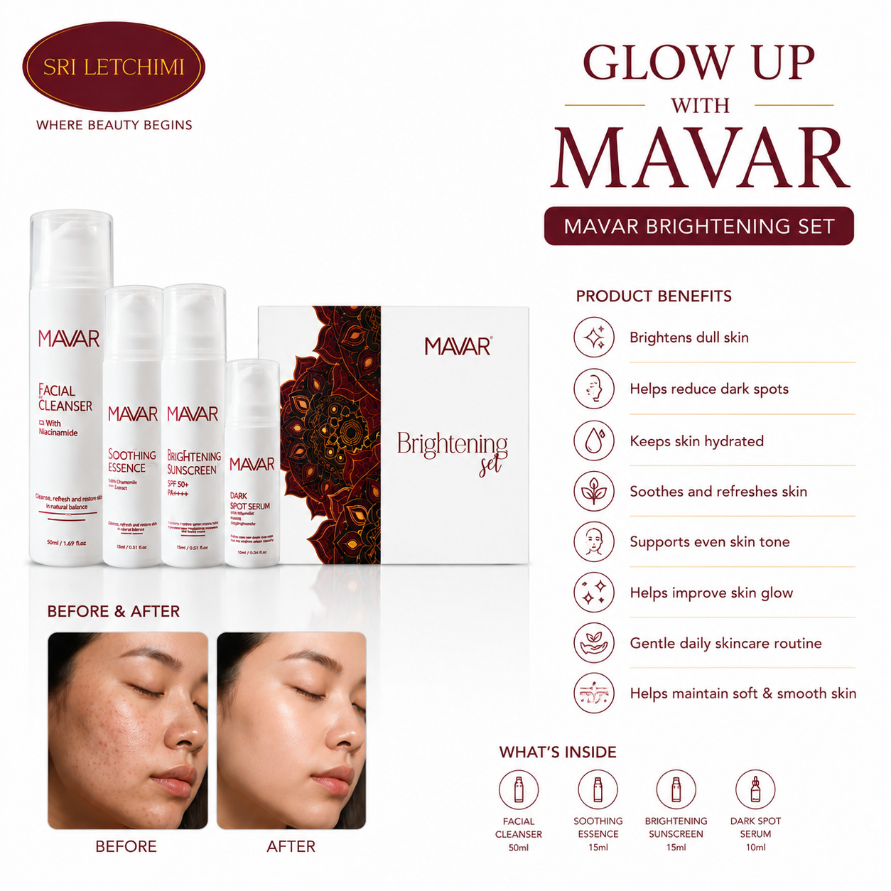GLOW UP WITH MAVAR PROMO | Mavar Brightening Set | SRI Letchimi | Golden Shine HQ - Image 2
